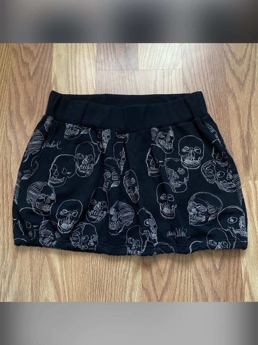 Hysteric Glamour Black Mini Skirt with White Skull Print